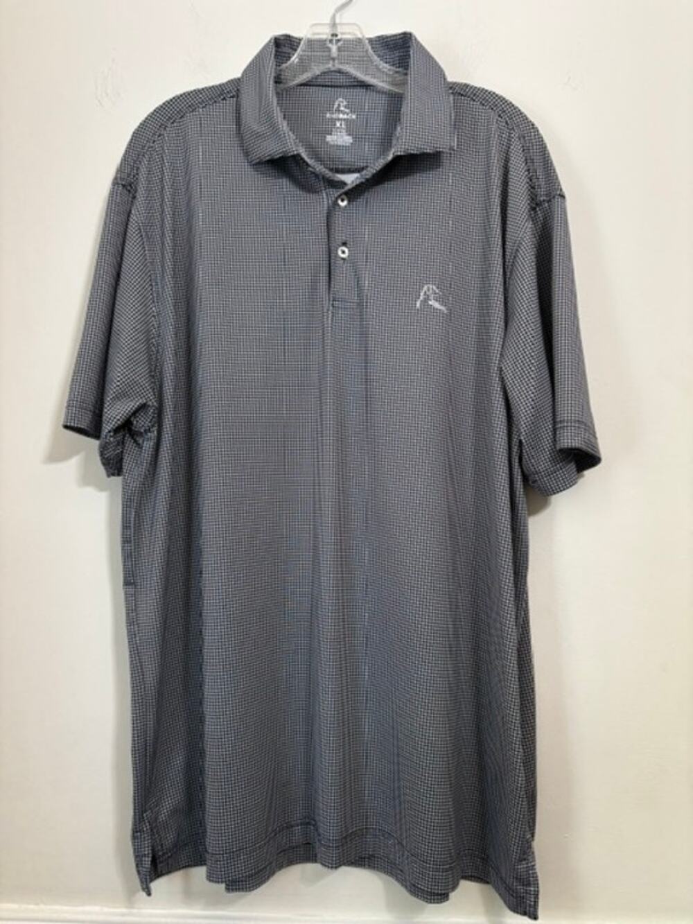 Rhoback Polo Shirt Mens XL Performance Golf Stretch Houndstooth Black White